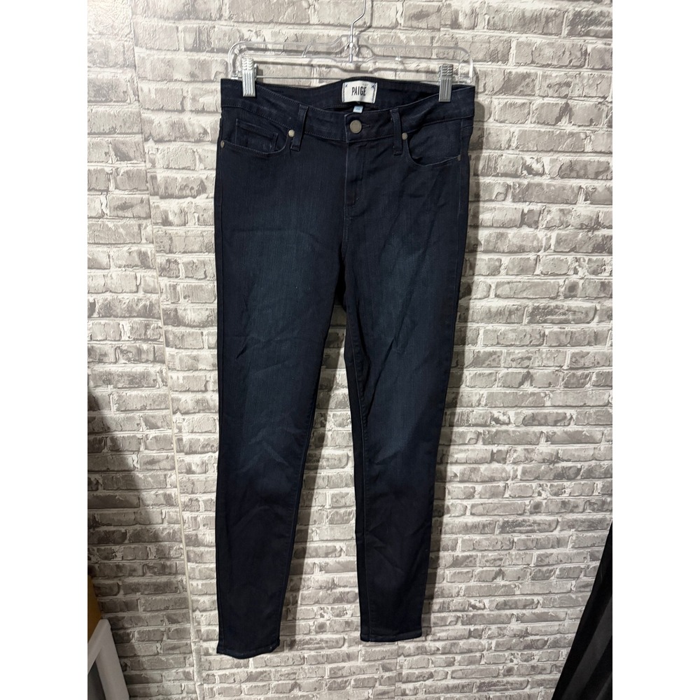 Paige Womens Skyline Skinny Jeans Dark Indigo Blue Denim Size 29